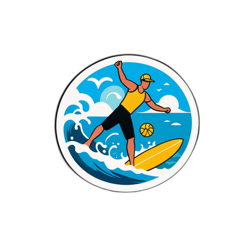 Sticker về bãi biển với các hoạt động thể thao