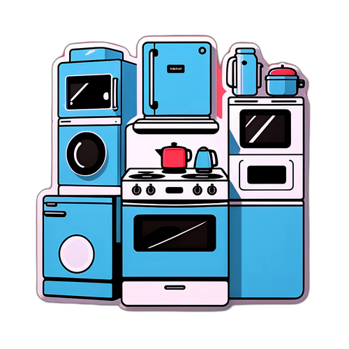 シャープの新しい家電をテーマにしたエレガントでモダンなラインアートのステッカー