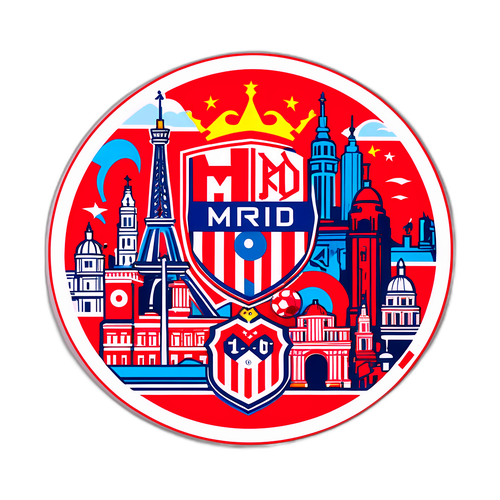 Atletico Madrid Logosu ve Madrid Simge Yapıları İçeren Canlı Bir Sticker
