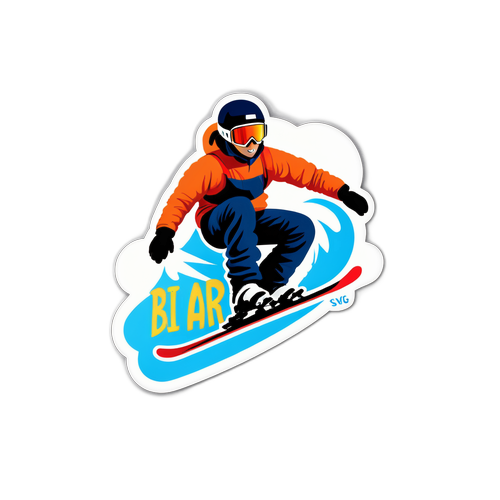 Sticker van een skier die een truc doet met de tekst 'Big Air'