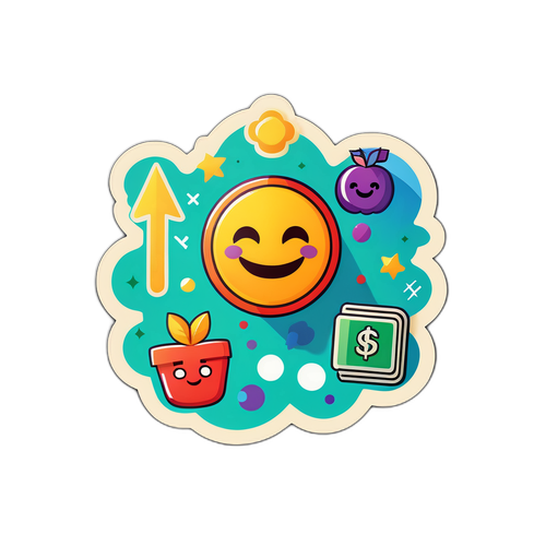 מדבקה בהשראת שוק המניות עם אלמנטים מצחיקים