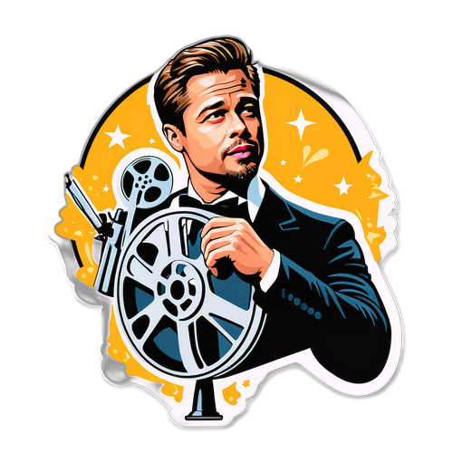 Stilisert illustrasjon av Brad Pitt med Hollywood-vibe