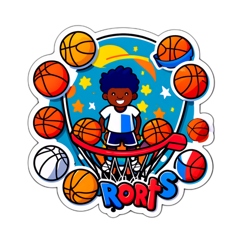 Μοναδική Αυτοκόλλητη Ετικέτα με Μπάσκετ