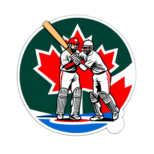 캐나다 크리켓 팀 경기 장면 스티커 디자인