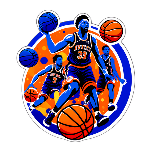 Motif artistique de basketball pour les fans des Knicks