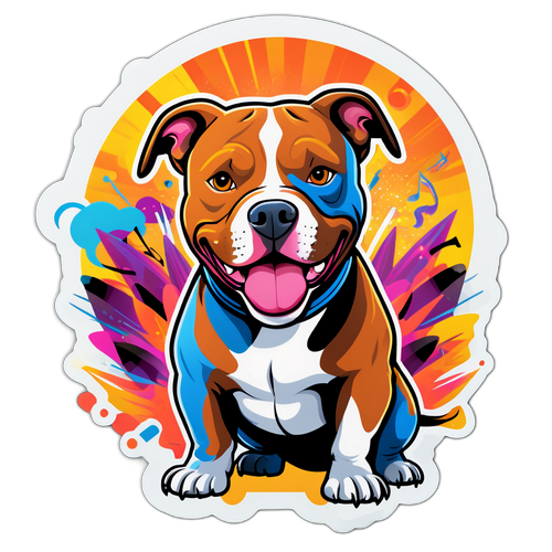 Projekt naklejki z pitbullem w stylu koncertowym