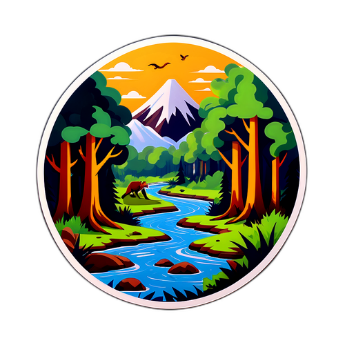 Атмосфера давнього лісу з дикими тваринами та ріками