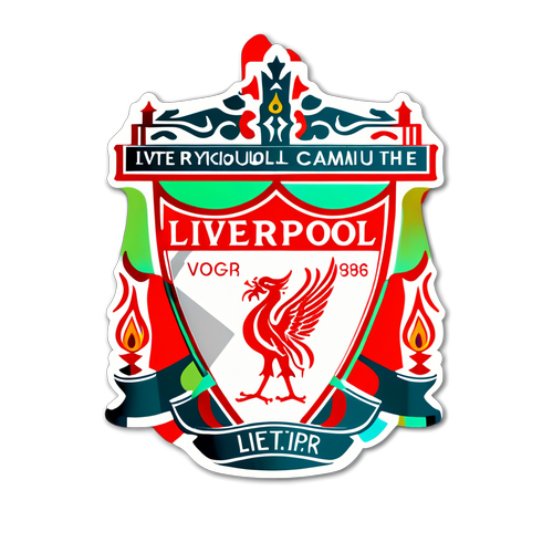 Minimalistische sticker van Liverpool met het beroemde Liverpool-logo en een pakkende slogan