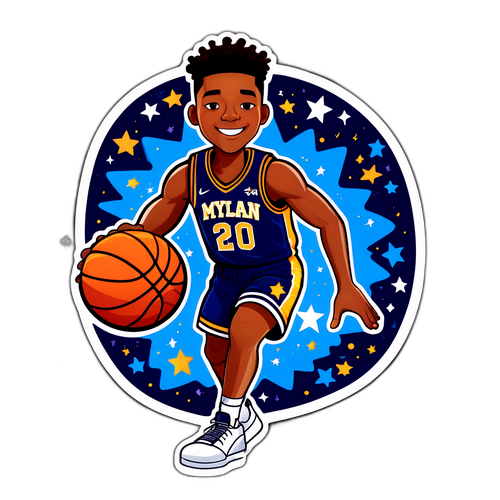 Whimsical Basketball Star Sticker
