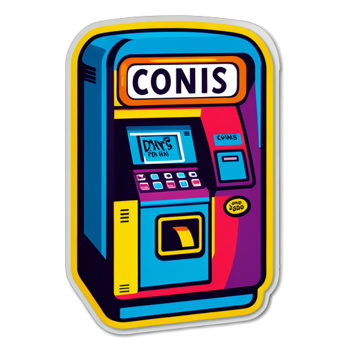 Sticker ng Lumang Estilo na Naglalarawan ng Coin Deposit Machine