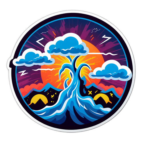 Diseño de una tormenta con colores intensos y relámpagos