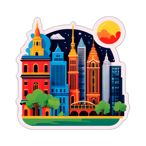 城市发展与进步贴纸