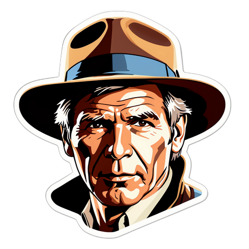 Sticker mit Harrison Ford und ikonischen Film-Elementen