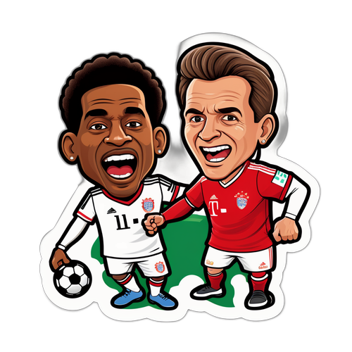 Engagerende cartoon-sticker af Stuttgart vs Bayern