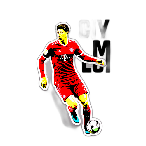 Nálepka s ikonickým obrazem Roberta Lewandowského na hřišti