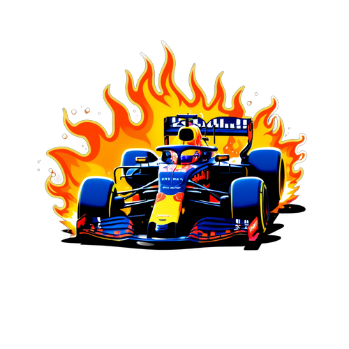 Max Verstappen i aktion med lågor