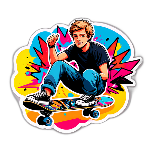 Cooler Skateboarder mit Graffiti-Elementen