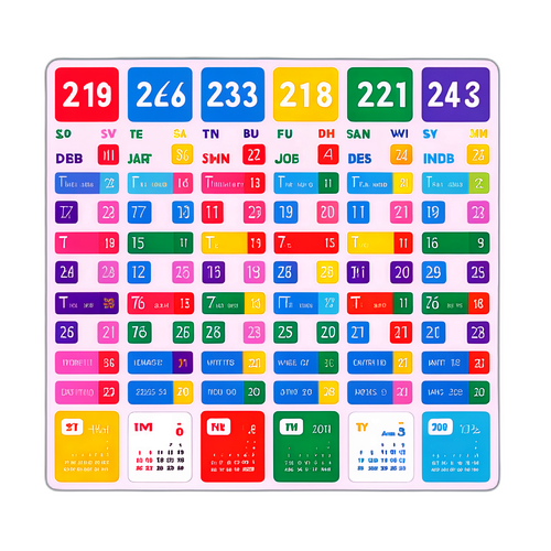 Calendrier illustré avec dates importantes et symboles de virements bancaires