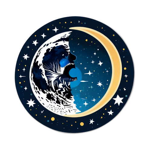 Diseño de luna fase con fondo estrellado