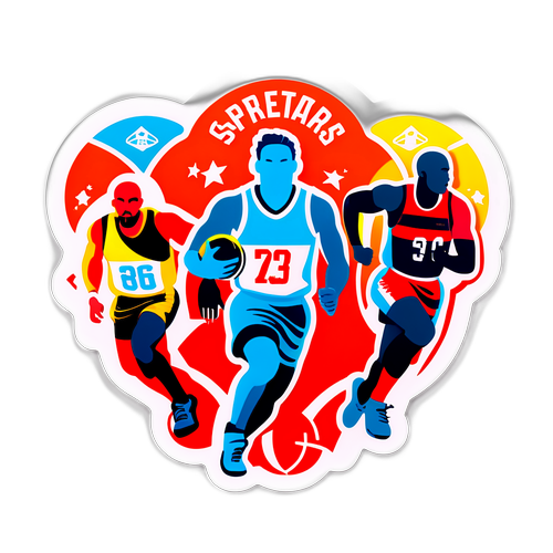 Design nálepky se sportovci a skóre