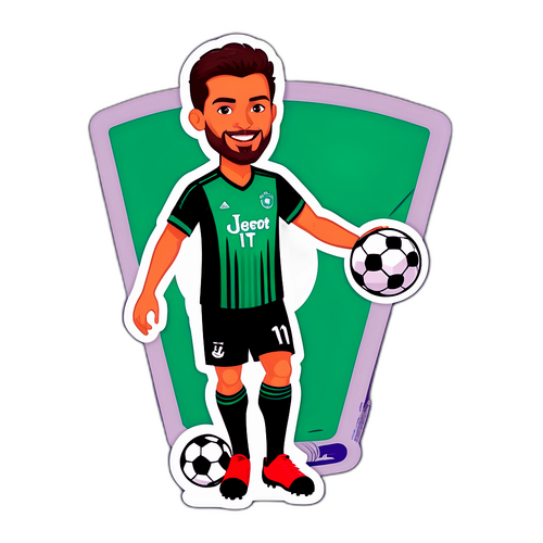 הוא ספורט את הגופיה עם 'בנט' מודפס בולה, מחזיק בכדור רגל