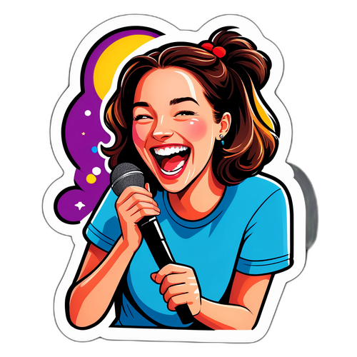 Glad Sofie Linde med Mikrofon