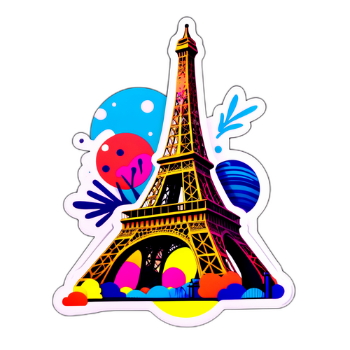Autocollant Vibrant de la Tour Eiffel avec Motifs de Mode Shein