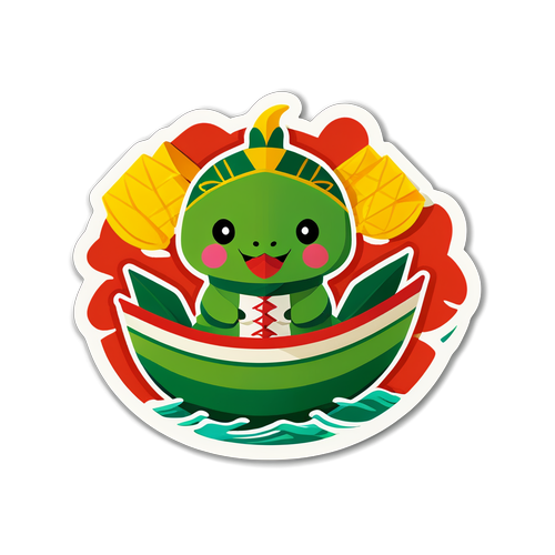 粽子與龍舟節的可愛裝飾貼紙