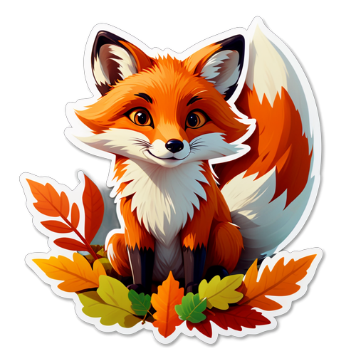 Charming Fox in Autumn Forest Sticker