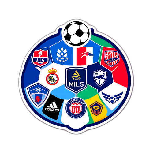Nhãn dán MLS với hình ảnh bóng đá và logo các đội bóng Mỹ hàng đầu