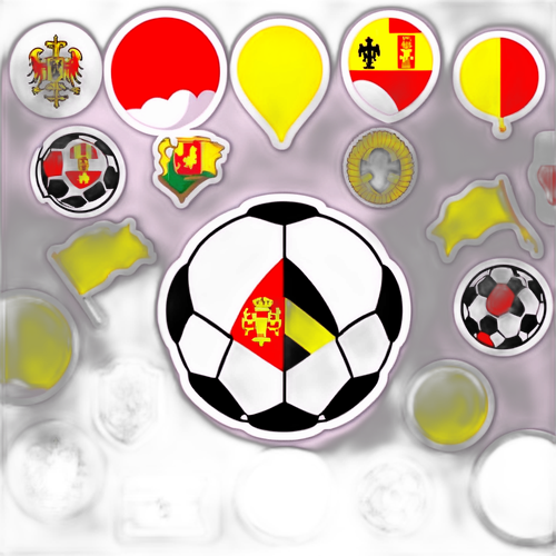 Autocolant cu drapelele Macedoniei de Nord și Belgiei, înconjurate de elemente sportive
