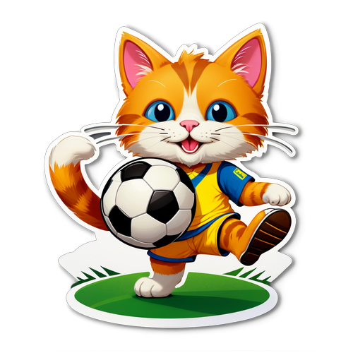 Sevimli Kedi Futbol Sticker