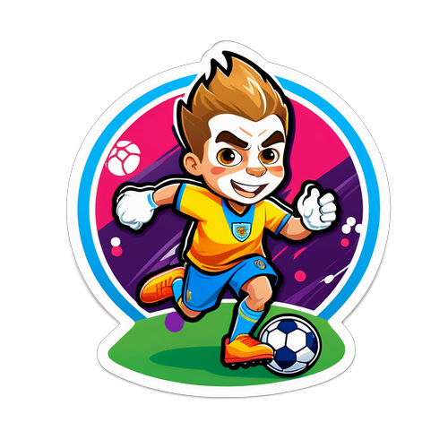 Canlı Premier Lig Rozeti ve Futbol Topları ile Oynayan Maskot