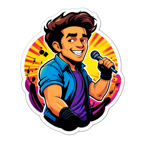 Stickers z Austinem Majorem w stylu komiksowym