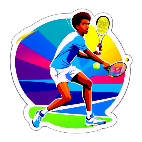 Sticker moderno de Félix Auger-Aliassime en pose de tenis