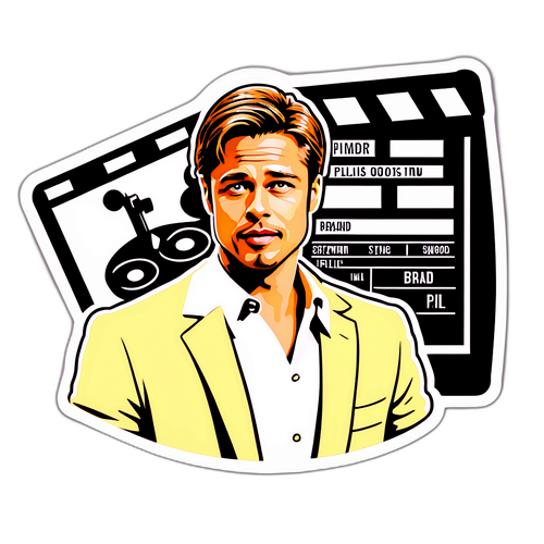 Vintage-sticker av Brad Pitt i en klassisk filmscene