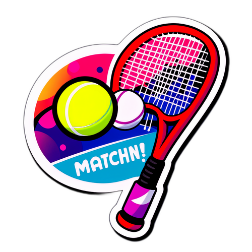 टेनिस की रैकेट और गेंद वाला स्टिकर