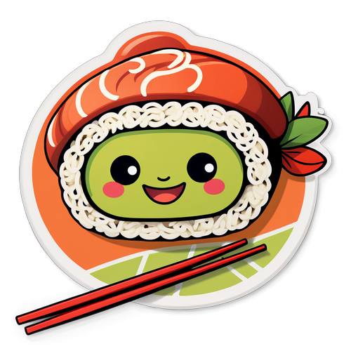 Cute Cartoon Sushi Roll Sticker