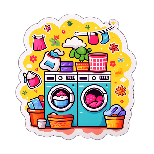 可愛的洗衣插圖