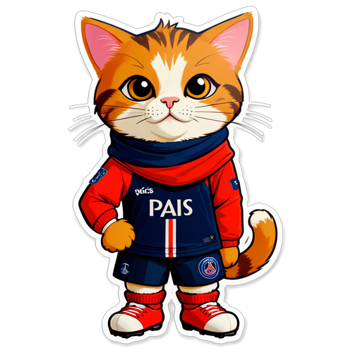 Sticker mignon du PSG avec un chat