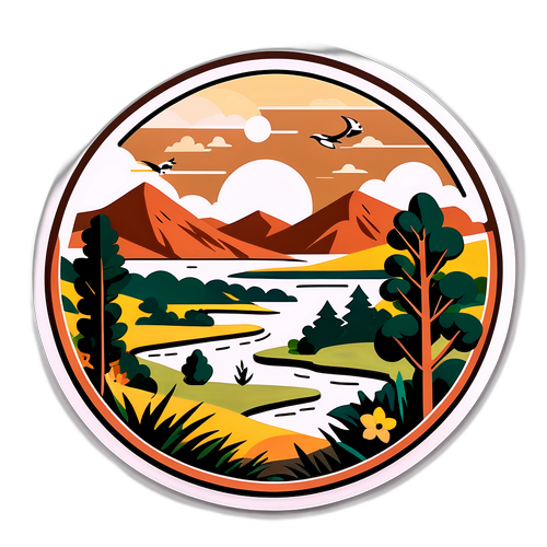 Minimalistische Sticker van een Sculpturale Tondela Landschap