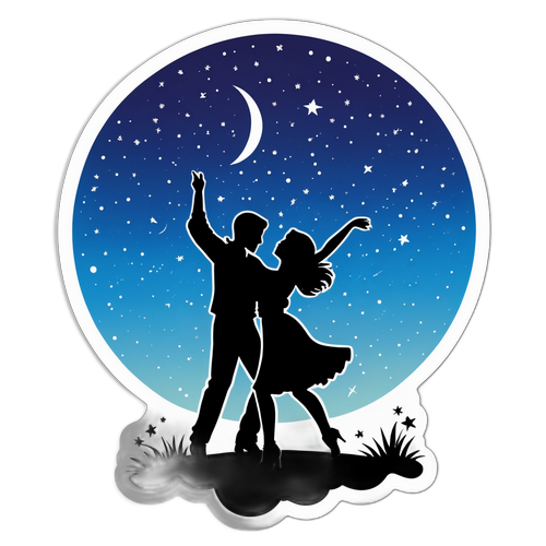 Силует молодої пари, що танцює під зоряним небом