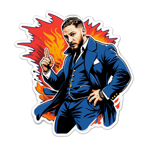 Sticker z Tomem Hardym w dramatycznej pozie