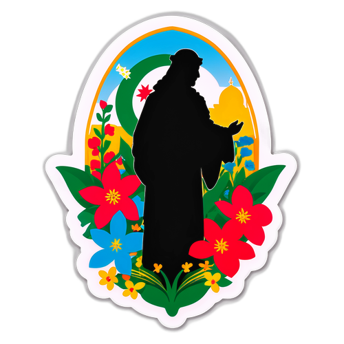 Silhouette de Gaza entourée de fleurs