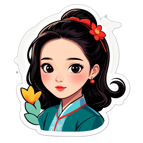 可爱的自信女孩贴纸