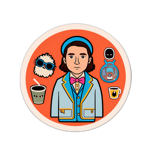 Sticker im Wes Anderson Stil