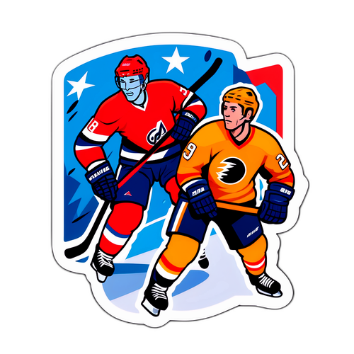 Дизайн наклейки с хоккейным матчем Анаheim против Детройт