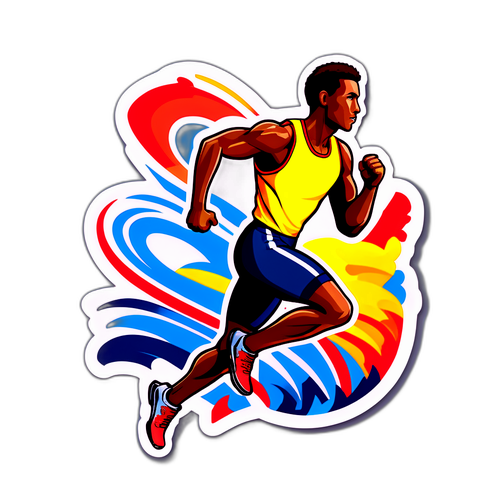 Un sticker dynamique d'un coureur au départ