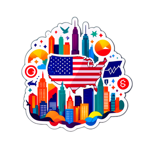 美國股市主題色彩豔麗貼紙