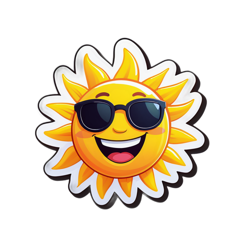 Iloinen aurinkohahmo aurinkolaseissa